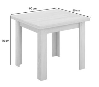 Mesa extensible madera - 90x90/180cm,