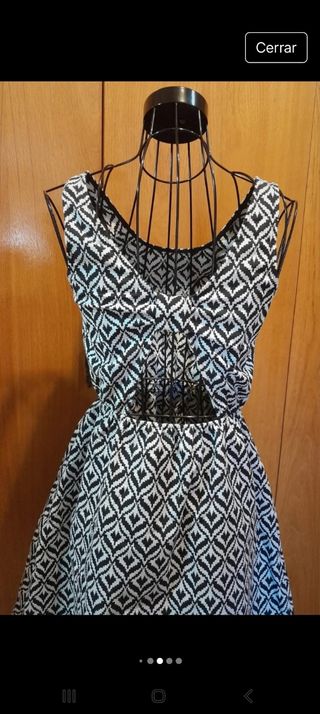 Vestido corto XS - Geométrico blanco y negro