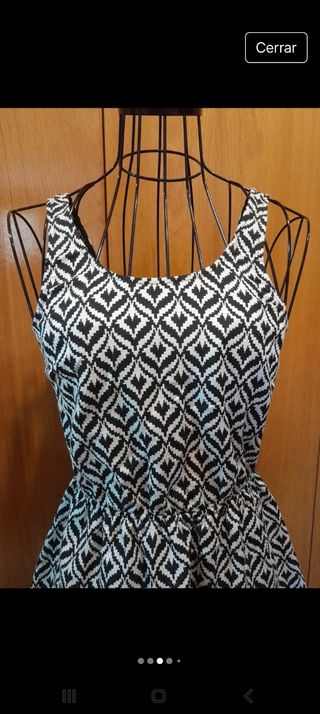 Vestido corto XS - Geométrico blanco y negro