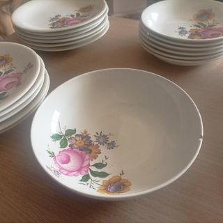 Vajilla porcelana flores - 28 piezas