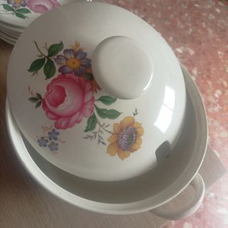 Vajilla porcelana flores - 28 piezas