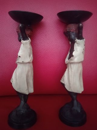 2 figuras bronce mujer africana