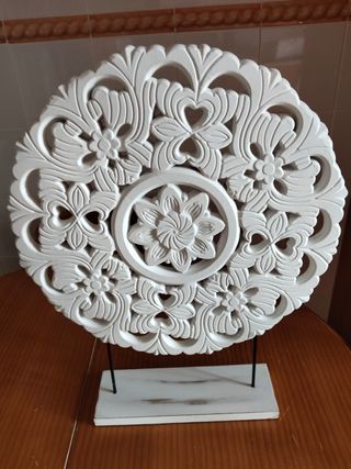 Escultura madera blanca - Decoración