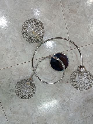 Lámpara 3 luces metal plata