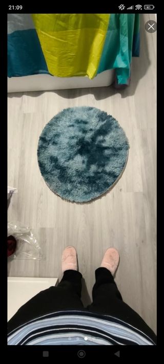 Alfombra redonda azul turquesa