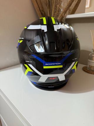 Casco Scorpion EXO-491: Azul, Negro, Amarillo
