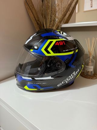Casco Scorpion EXO-491: Azul, Negro, Amarillo