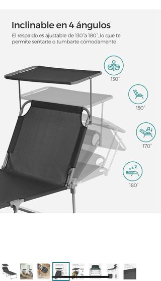 Tumbona Plegable con Toldo - 150kg