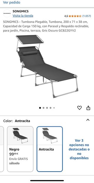 Tumbona Plegable con Toldo - 150kg