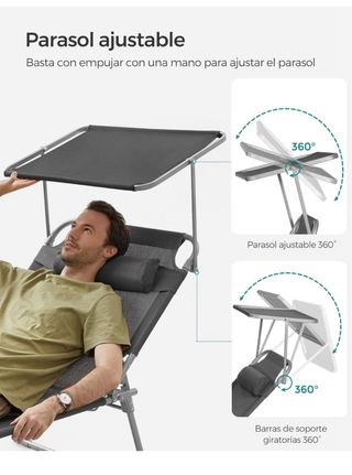 Tumbona Plegable con Toldo - 150kg