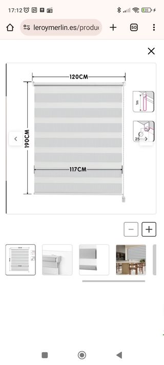 Estor enrollable noche/día 120x190cm