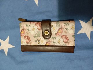 Monedero grande marrón y rosa