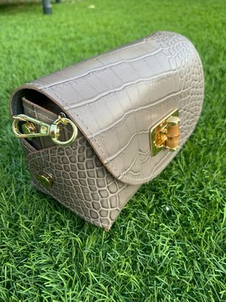 Bolso bandolera piel beige