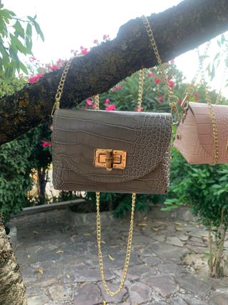 Bolso bandolera piel beige