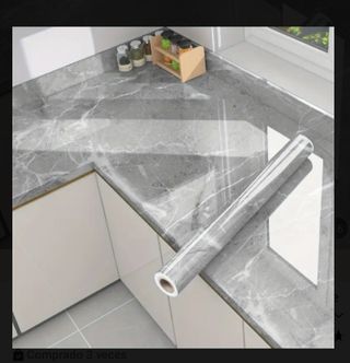 Papel contacto, vinilo de mármol gris - Cocina.