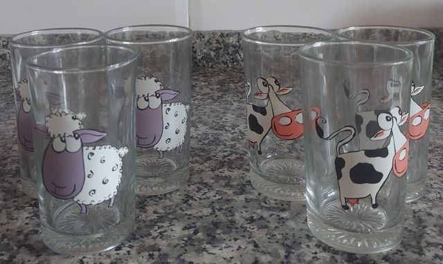 6 Vasos infantiles vacas-ovejas