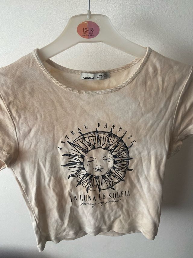 Top corto Pull&Bear beige - Talla 8