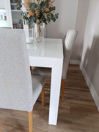 Mesa comedor blanca 140 extensible hasta 220