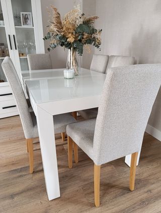 Mesa comedor blanca 140 extensible hasta 220