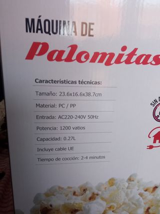 Máquina Palomitas sin aceite/azúcar