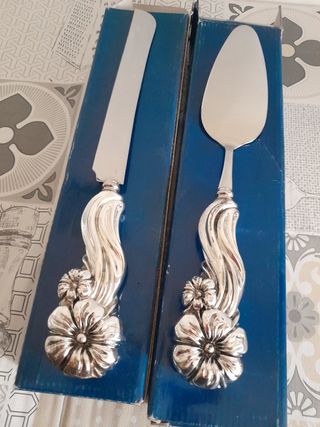 Set coltelli torta argento vintage