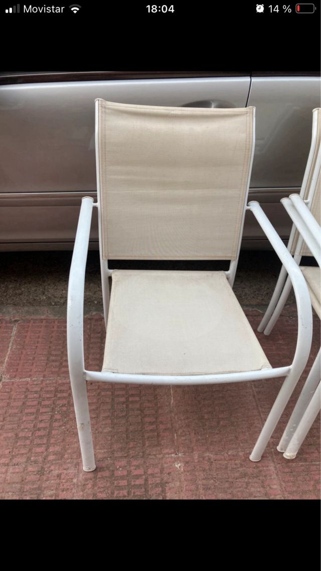 3 Sillas Jardín - Metal y Tela Beige