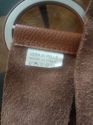 Bolso estampado vintage de tela con correa de piel