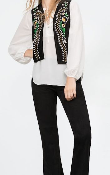Chaleco Zara negro bordado