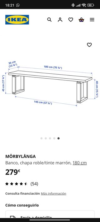 Mesa comedor Ikea MÖBIRLÅNGA madera maciza