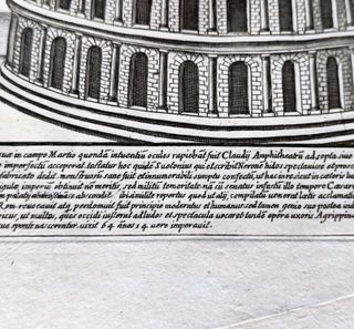 1699 Antiguo grabado Anfiteatro de Claudio, Roma