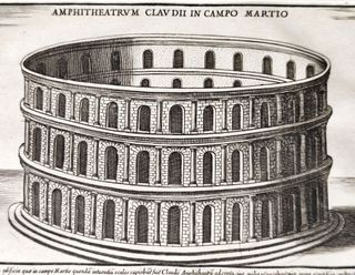 1699 Antiguo grabado Anfiteatro de Claudio, Roma