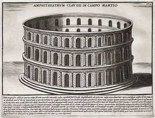 1699 Antiguo grabado Anfiteatro de Claudio, Roma