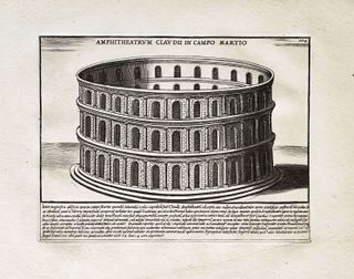 1699 Antiguo grabado Anfiteatro de Claudio, Roma
