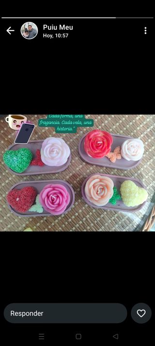 Velas aromáticas decorativas con bandeja de yeso