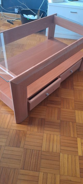 Mesa centro madera cristal