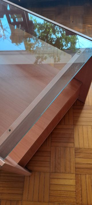 Mesa centro madera cristal