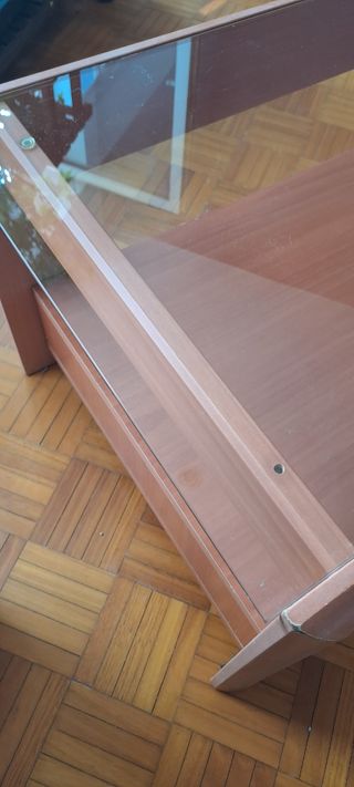 Mesa centro madera cristal