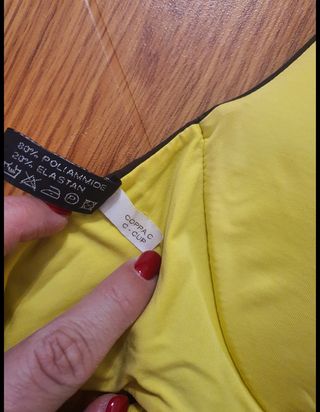 Bikini Margarita double face marrone/giallo. Tagli