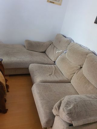 Sofá chaise longue beige