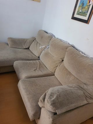 Sofá chaise longue beige