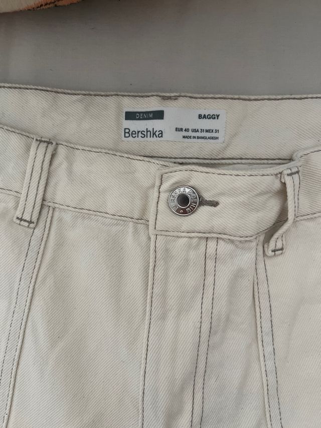 Pantalones Bershka Baggy Beige Talla 40
