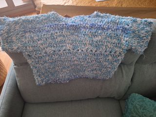 Jersey corto azul y blanco hecho a mano