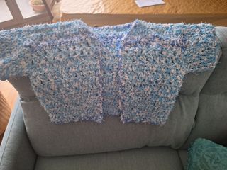 Jersey corto azul y blanco hecho a mano