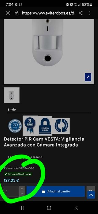 3 Detectores PIR VESTA