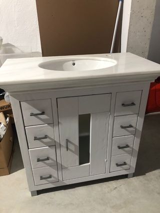 Mueble baño mármol blanco - 4 cajones