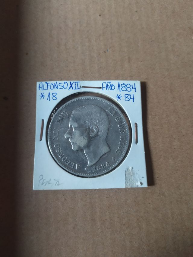 Moneda 5 Pesetas Alfonso XII 1884