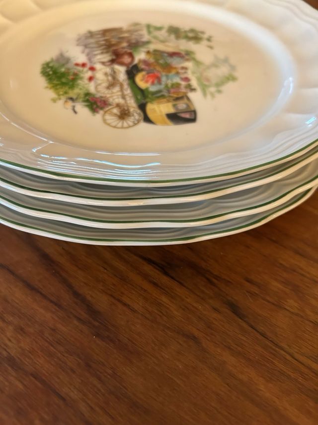 4 Platos Guillen porcelana vintage