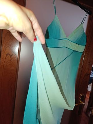 Vestido seda turquesa - Fiesta