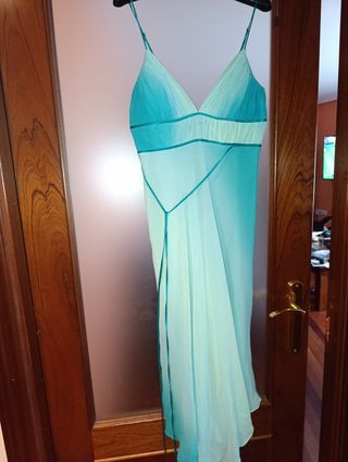 Vestido seda turquesa - Fiesta