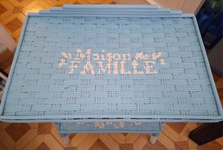 Mesita Ratán Azul - Decoración Vintage